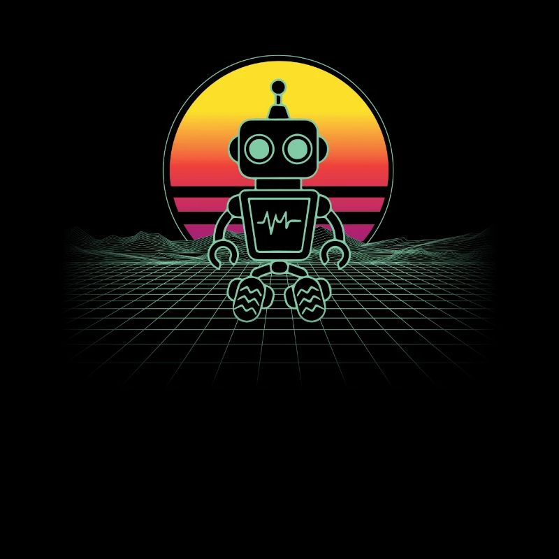 Vaporwave Sunset Robot Engineer Robotics Klasse