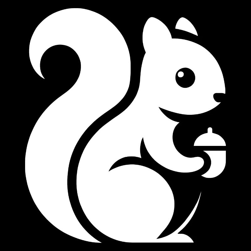 Minimalistische Eichhörnchen Silhouette mit Nuss