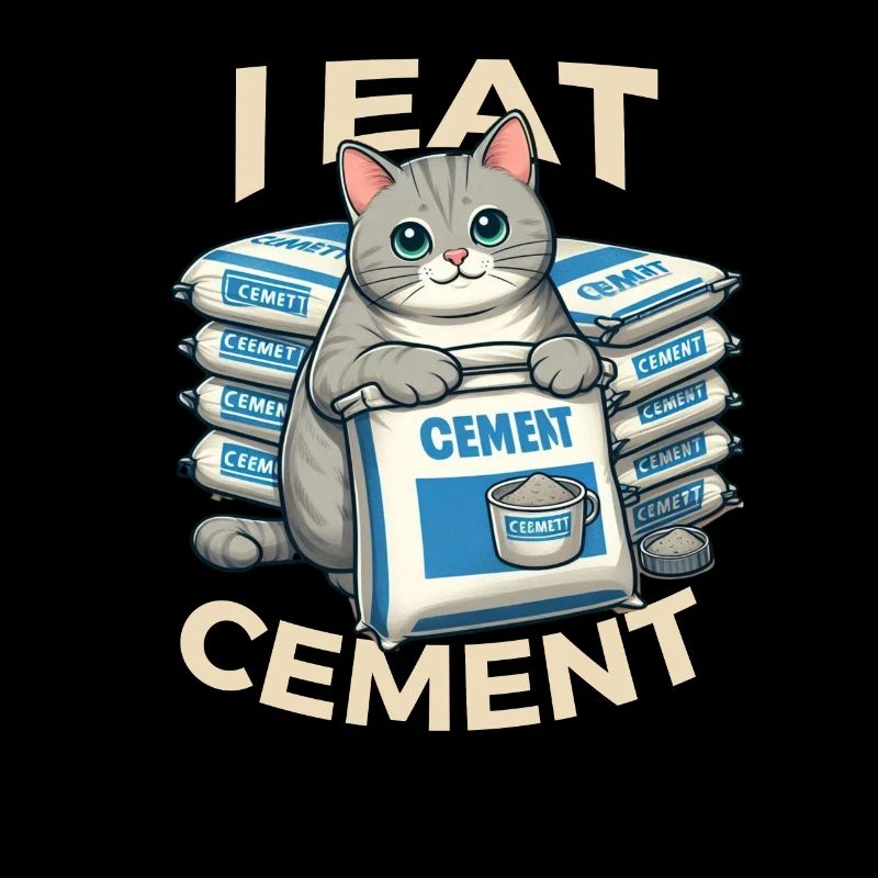 Je mange des mèmes de chat de ciment drôle, je mange du ciment