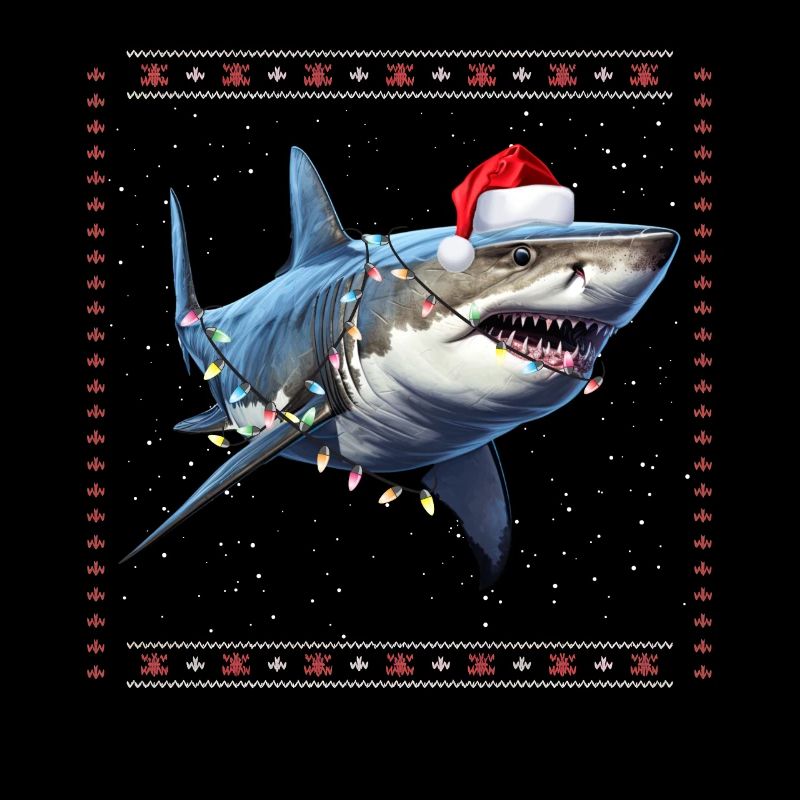 Requin de Noël Drôle Laid, Noël, Pullov