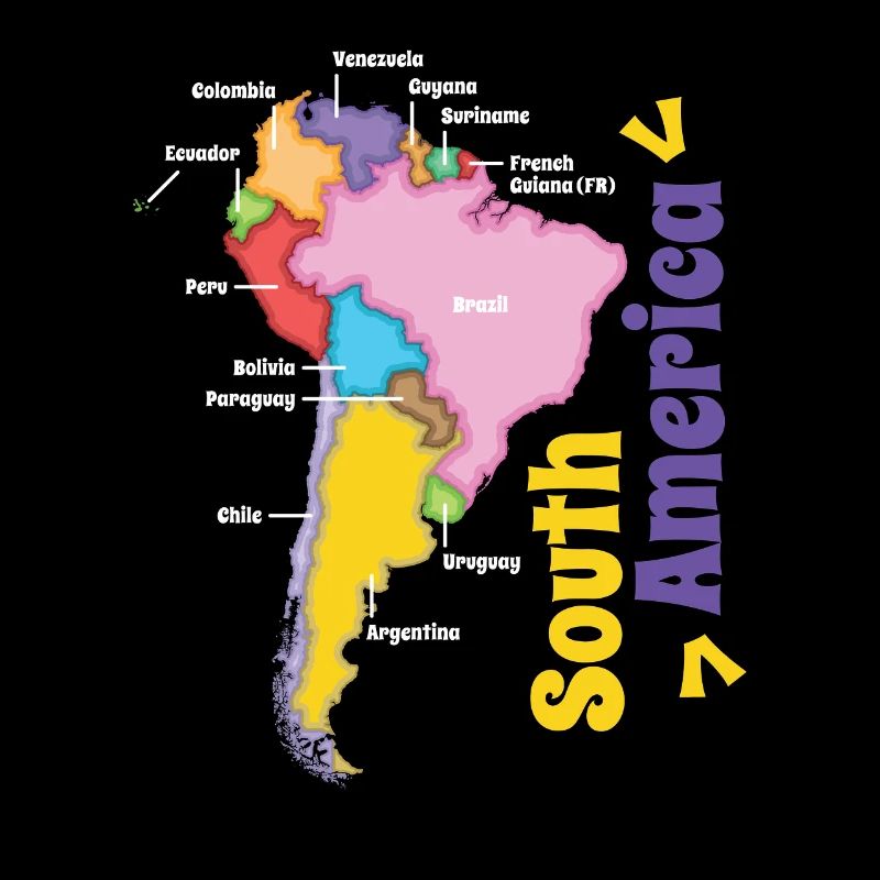 Carte colorée de l’Amérique du Sud