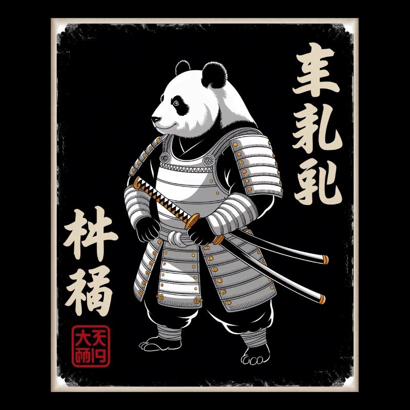 Panda Samurai Im Japanischen Ukiyo-e