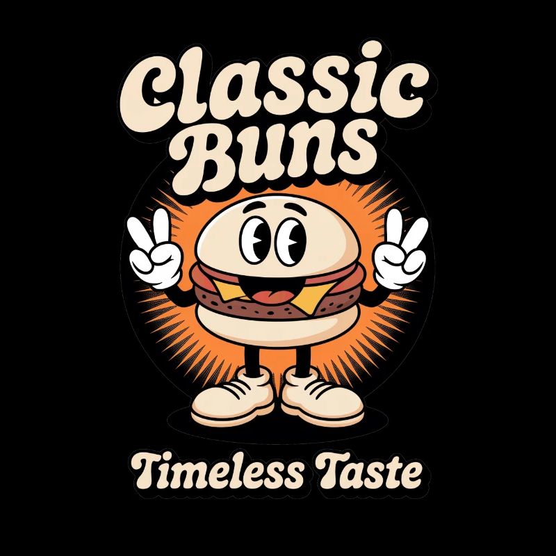 Petits pains classiques Burger Dessin animé rétro