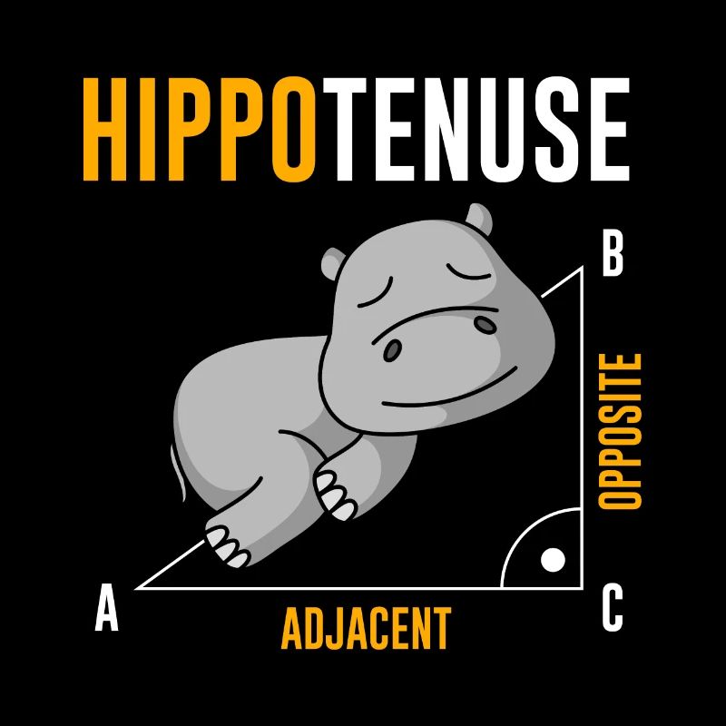 Nieldpferd Hippo Hippotenuse Algebra Math Teacher