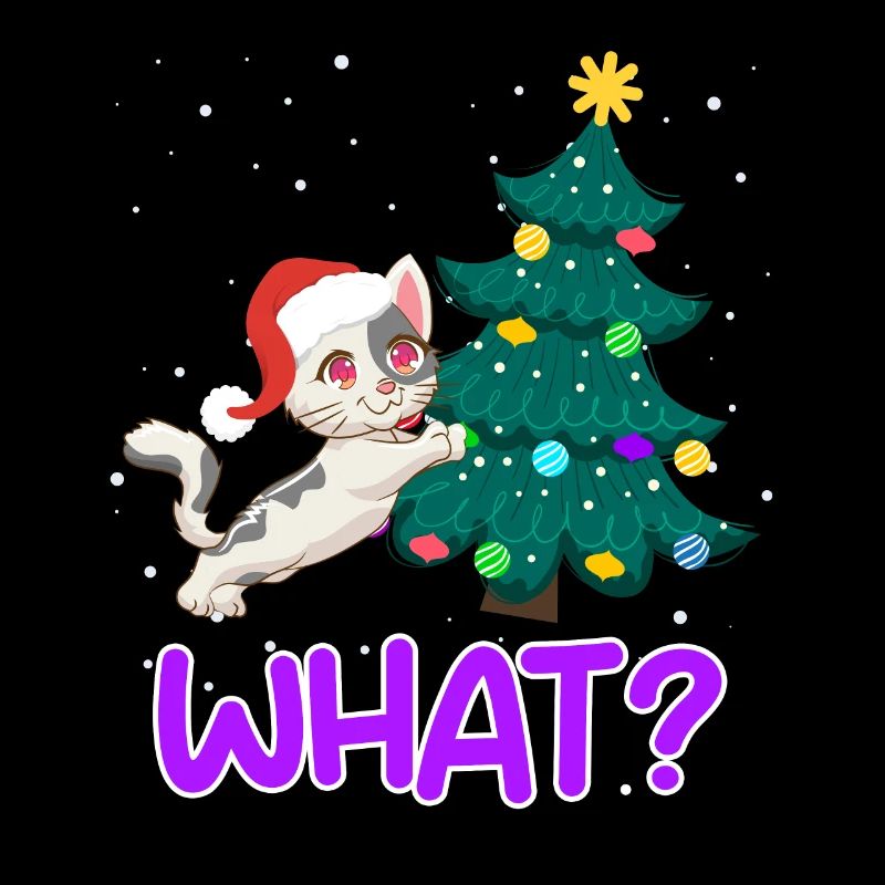 Quoi? Drôle de chaton d’arbre de Noël de chat