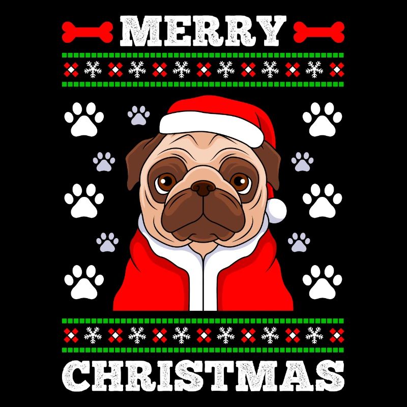 Joyeux Noël Carlin Chien Pug Propriétaire Chien