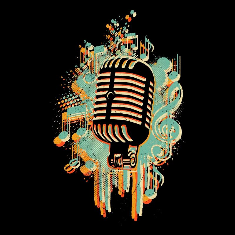 J’adore les notes de chant de microphone de musique