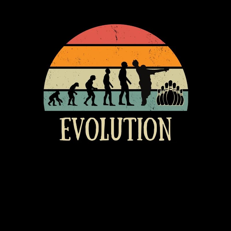 Evolution Bowling Mann Humor Vintage Geschenk