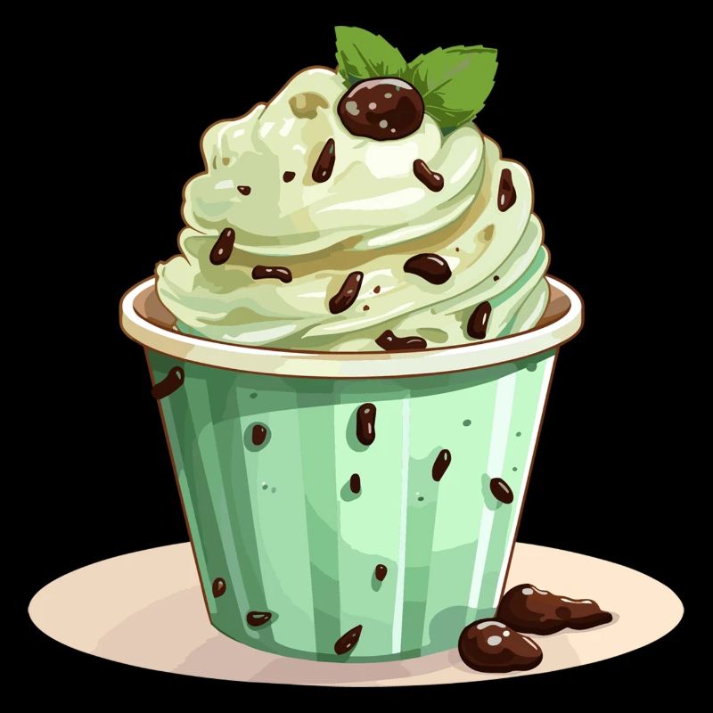 Cornet de crème glacée aux pépites de chocolat à la menthe