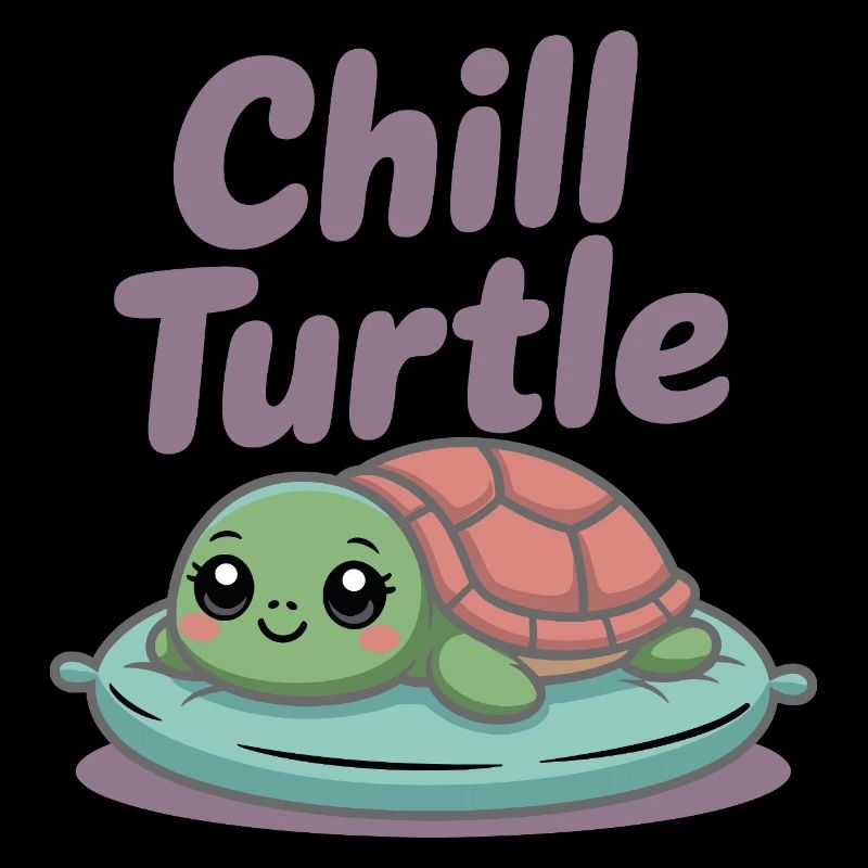 Tortue mignonne sur oreiller