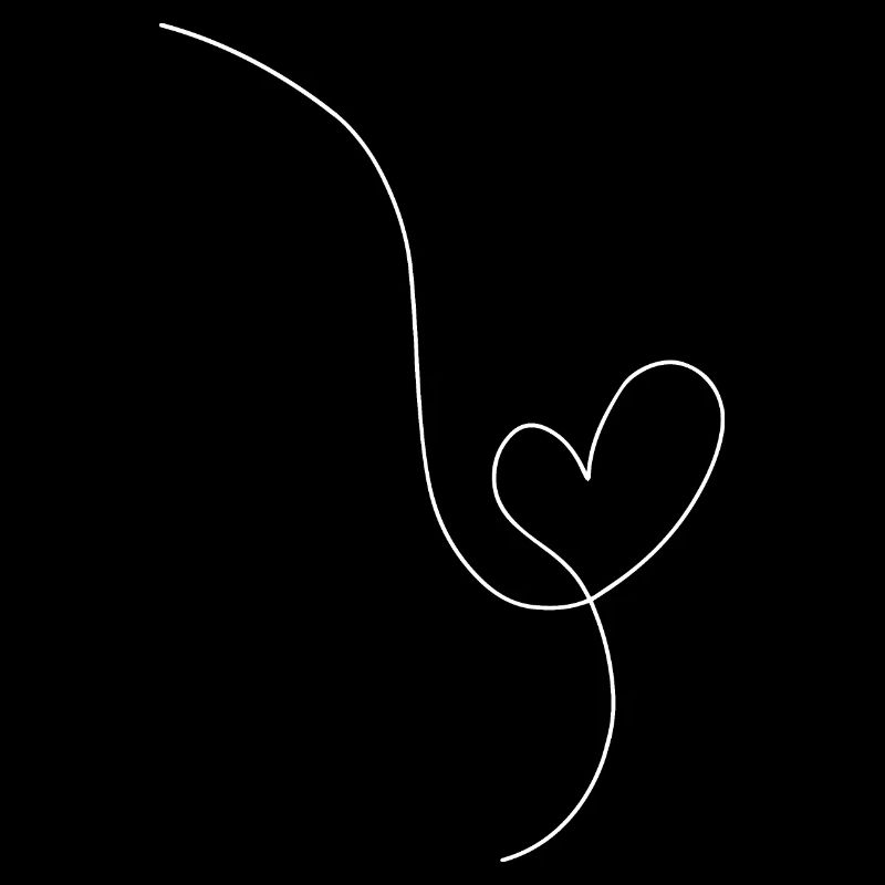 Heart black drawing in white
