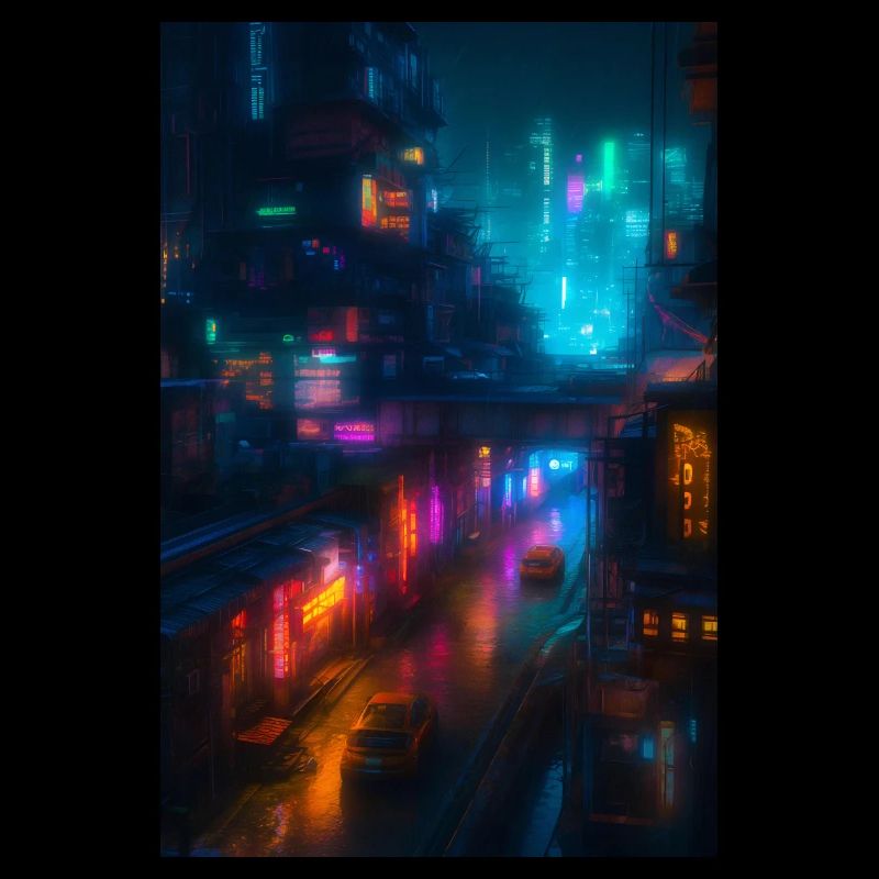 A Neon-Lit Cityscpe