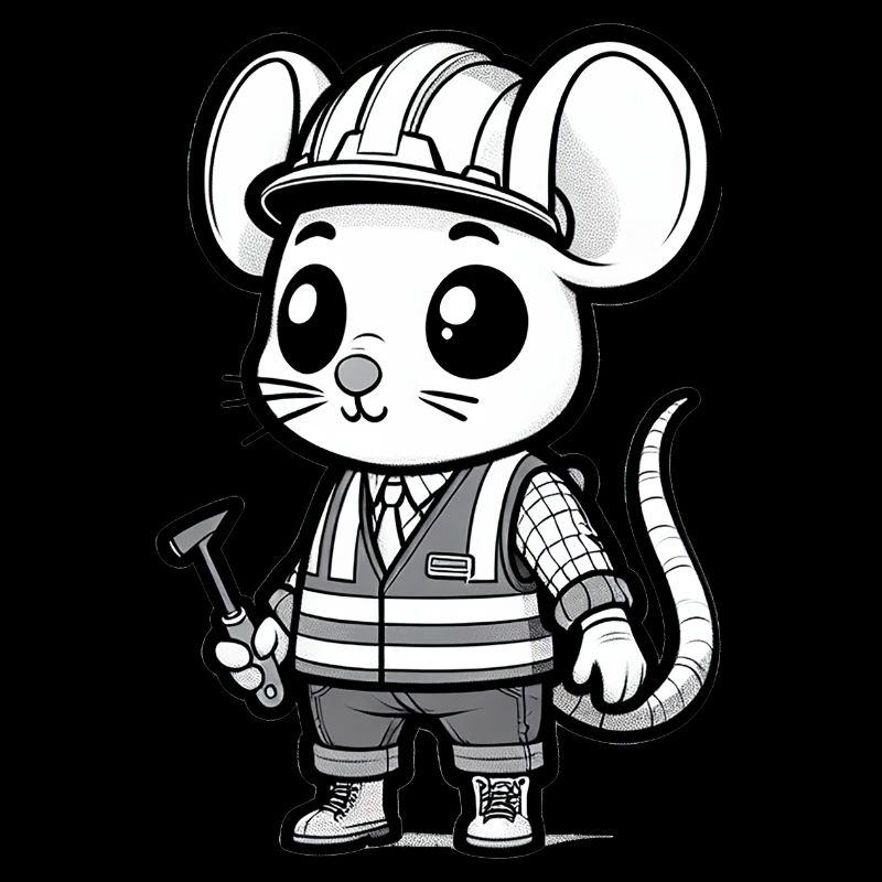 Cute Mouse Construction Worker