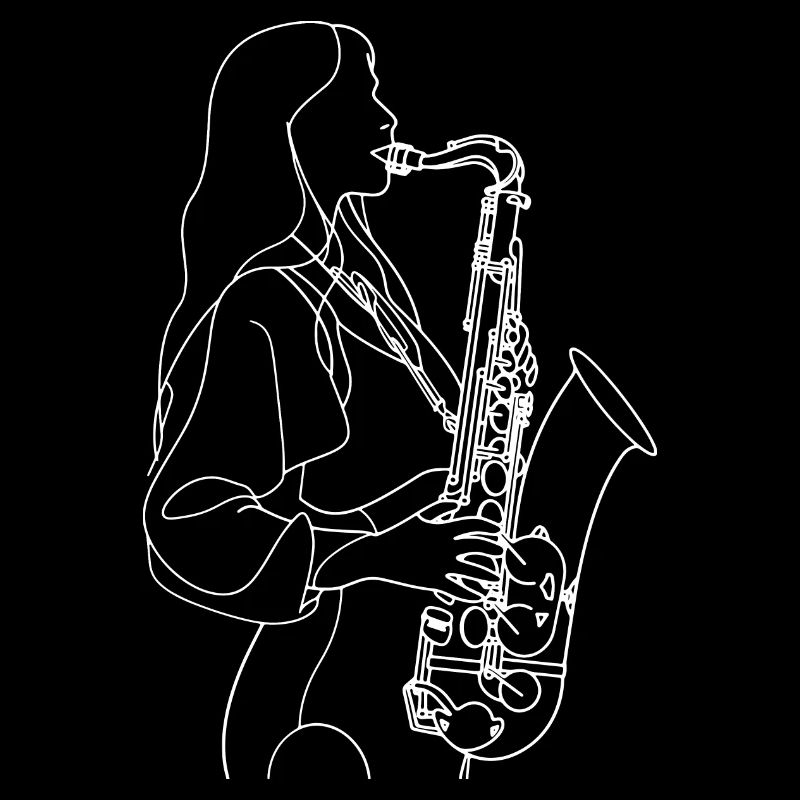 Weiblicher Saxophonist Line Art