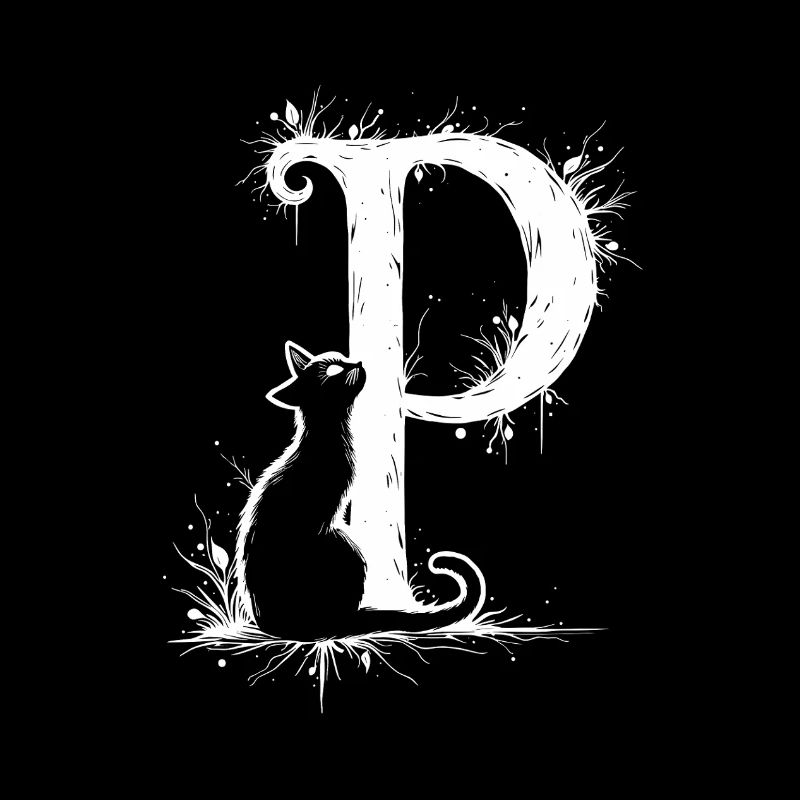 Letter p with cat