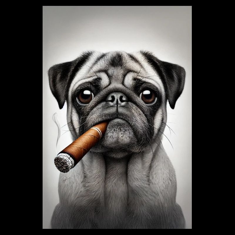 Mops mit Zigarre