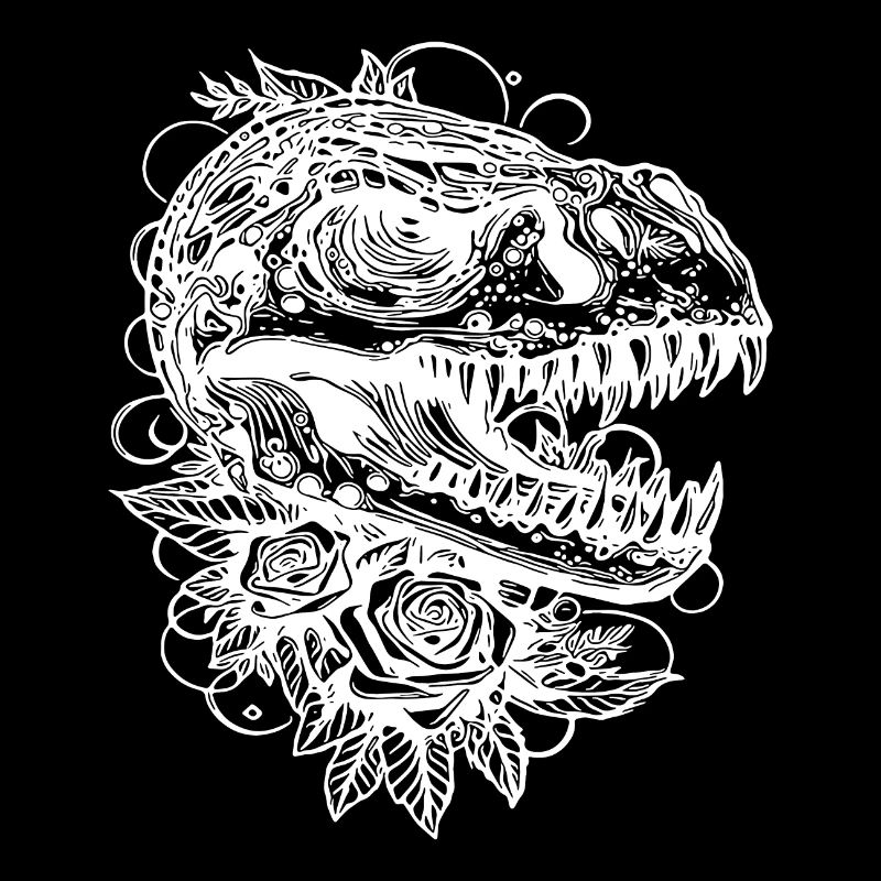 Grimmiger Dinosaurier Rosen Tattoo Dino Kopf
