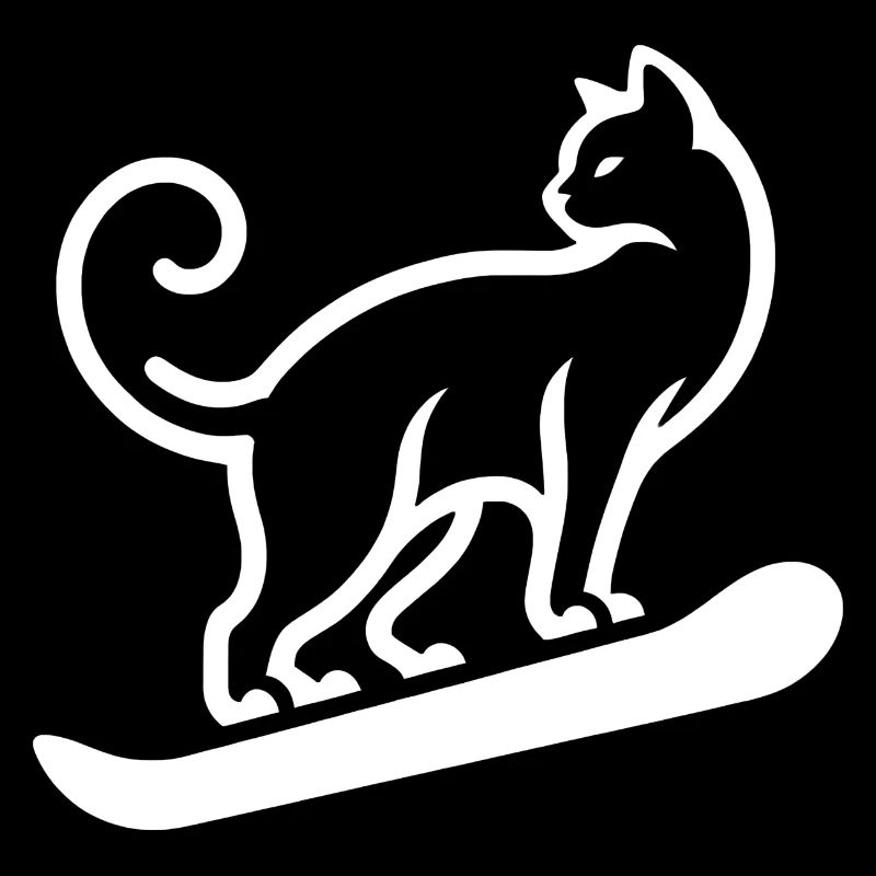 Cat Snowboard Snowboarder Minimalist