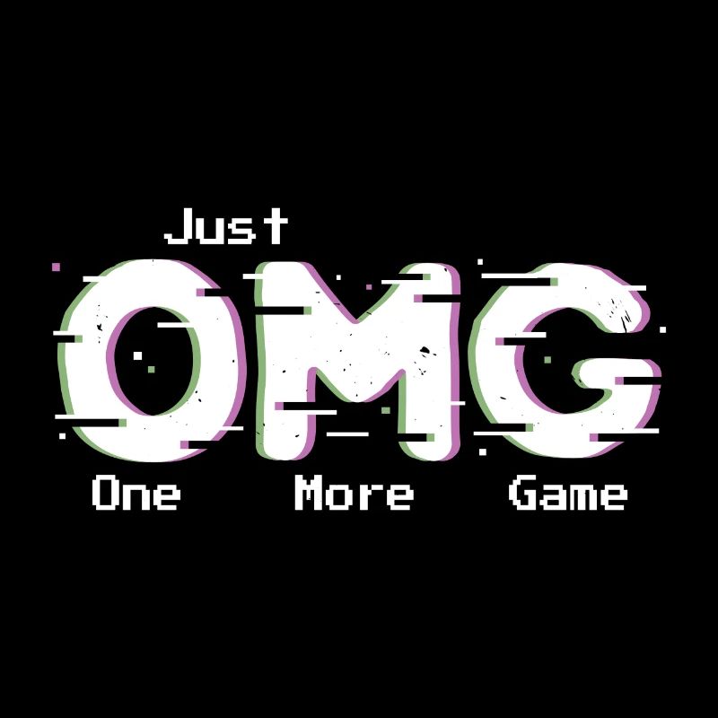 OMG One More Game Pixelated Arcade Acronym