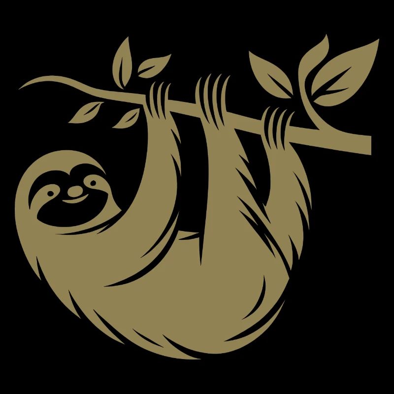 Silhouette Sloth Minimalist Art Deco Style