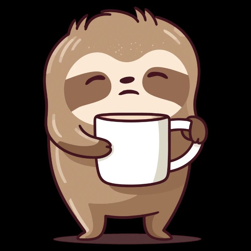 Sloth with cup saying vintage morning grouch