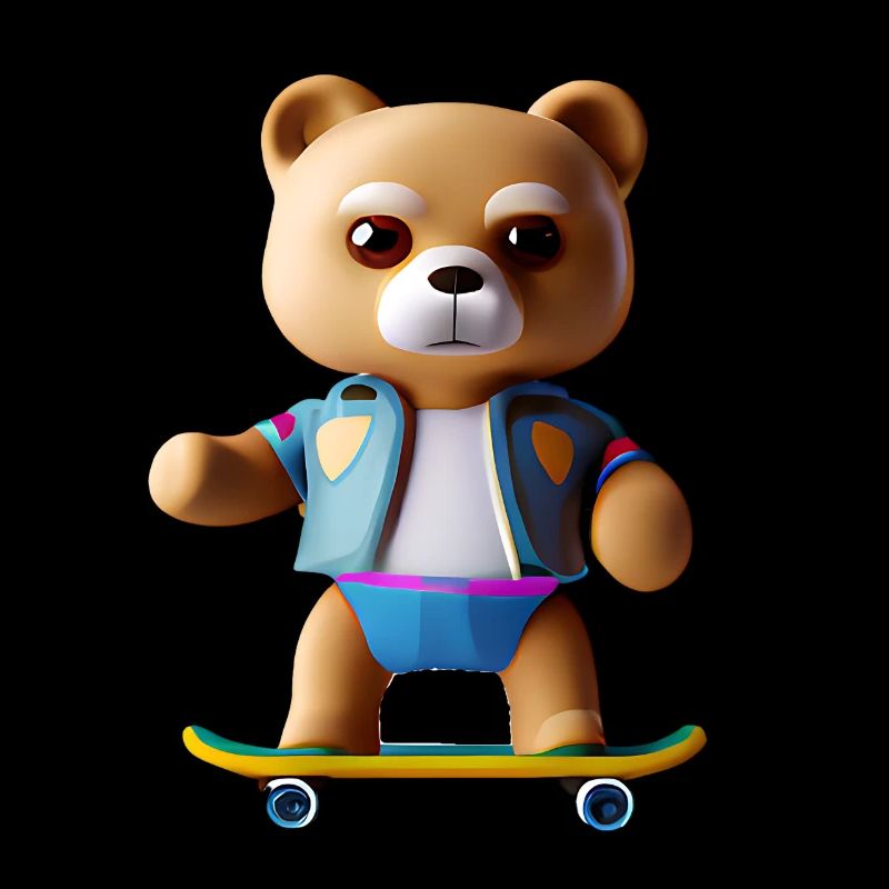Cool bear sur skateboard - Style décontracté