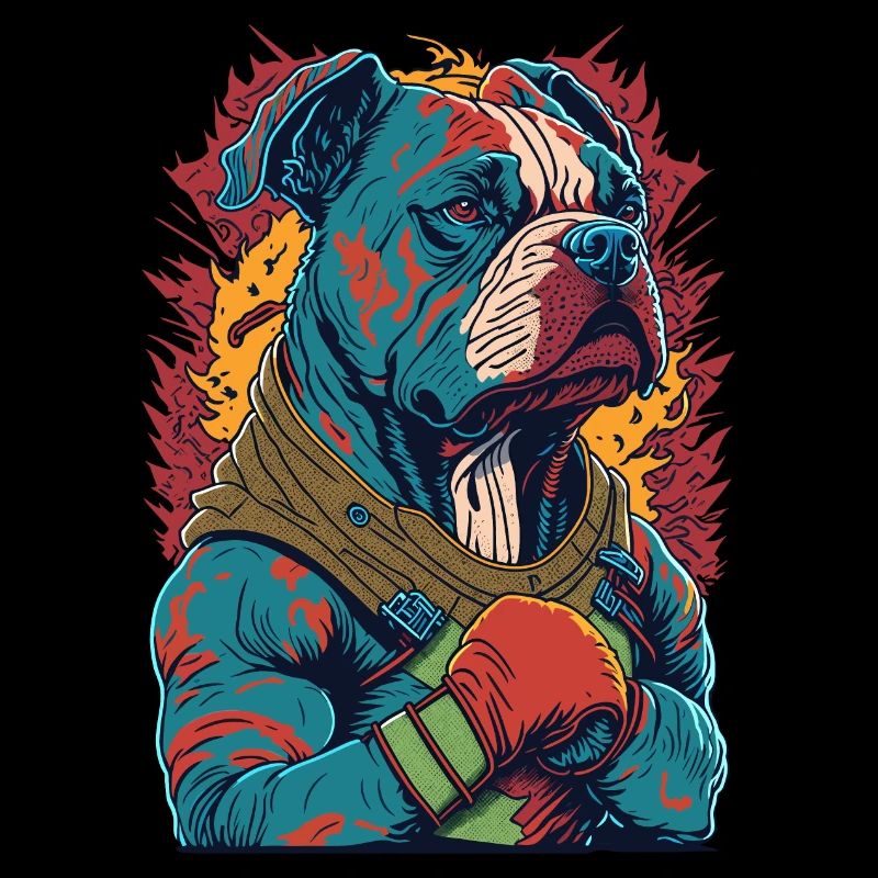 Hund mit Boxhandschuhen - Boxer Illustration