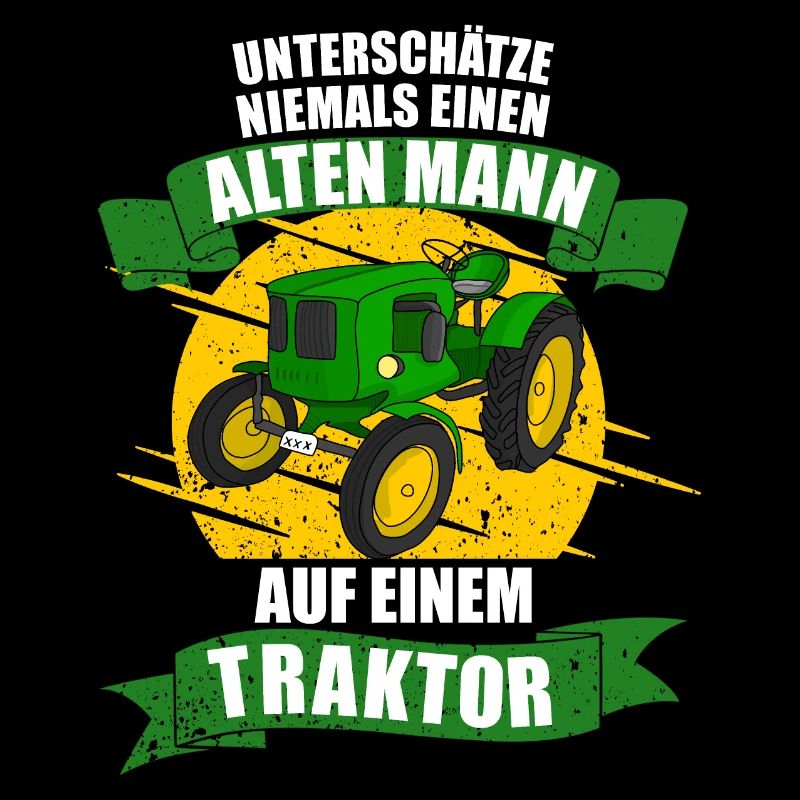 Alter mann auf einem Traktor niemals Unterschätzen