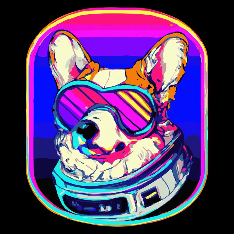 Futuristischer Corgi Synthwave Hund Welsh