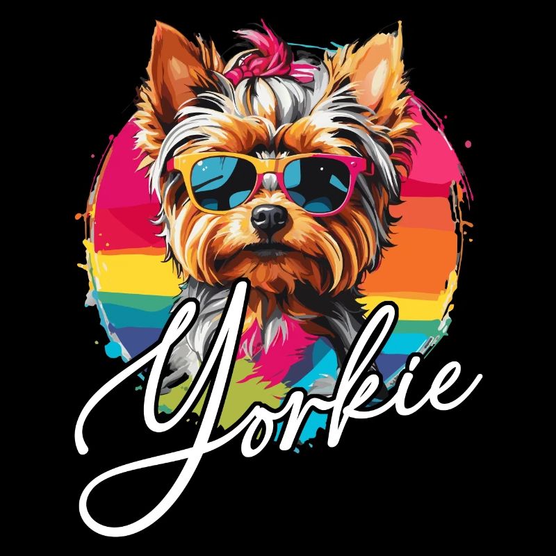 Mignon Yorkshire Terrier Yorkie sur la roue chromatique