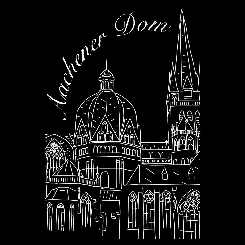 Aachen Cathedral in Germany, hand-drawn