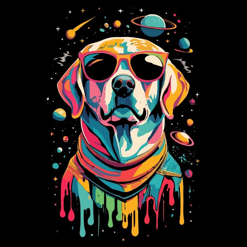 Chemise Labrador de l’espace rétro oeuvre colorée