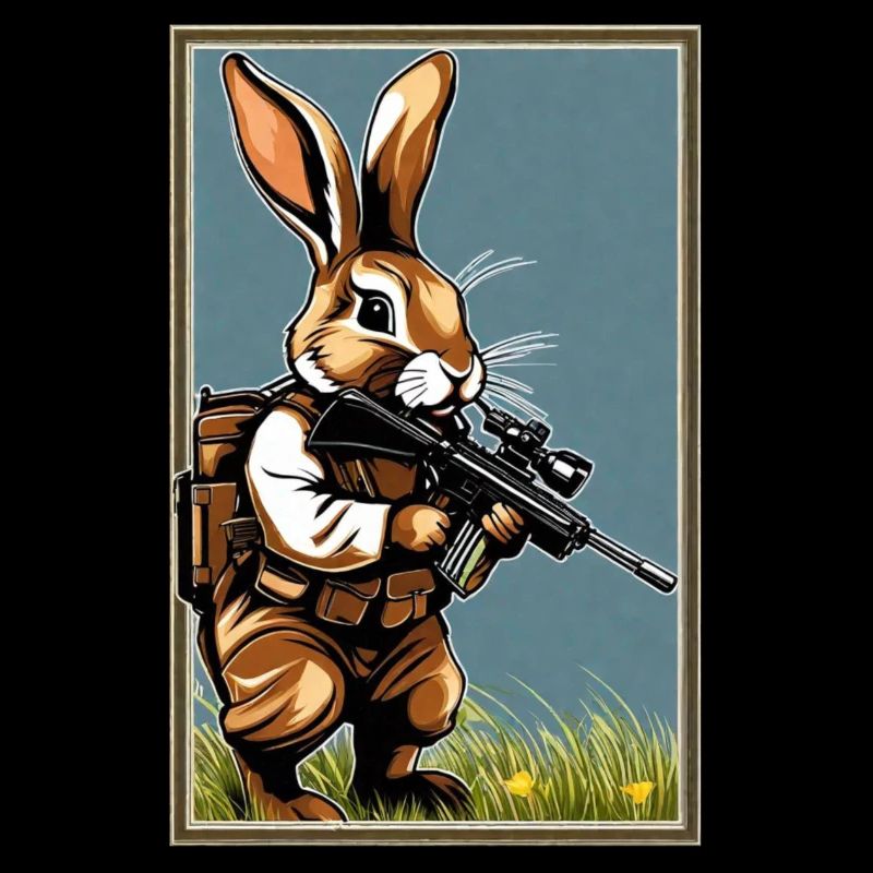 Lapin de Pâques avec mitrailleuse | joyeuses Pâques