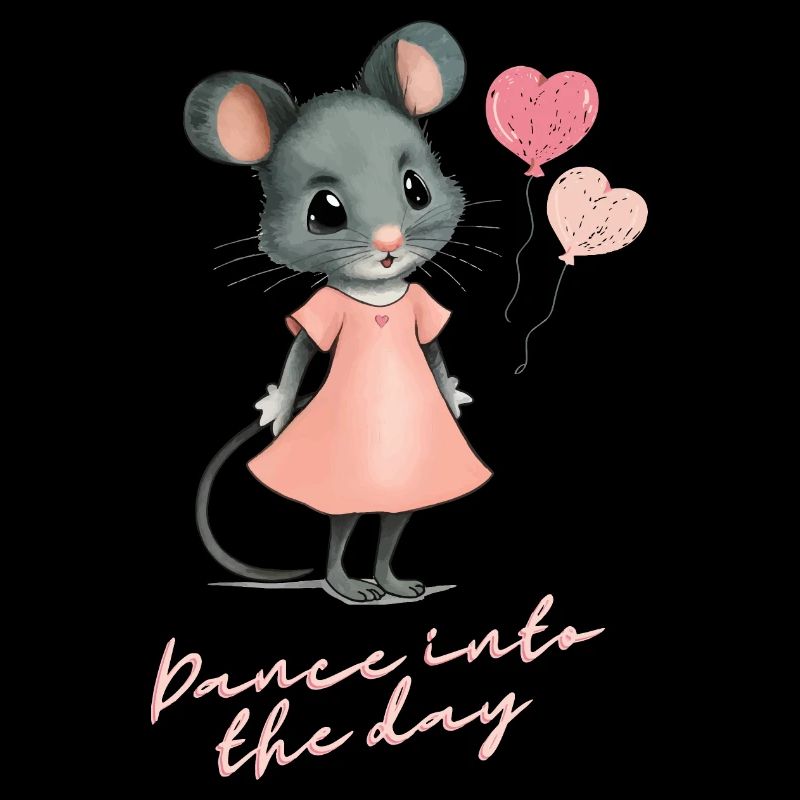 Souris joyeuse en robe rose : Danse le jour