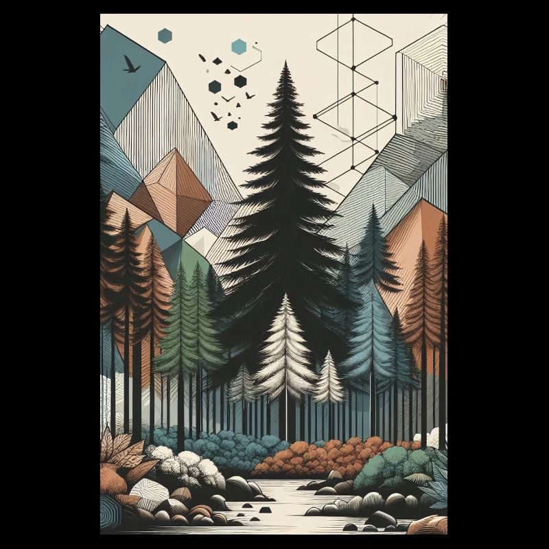 Abstract Enchanted Forest Magic and Geometry Unite