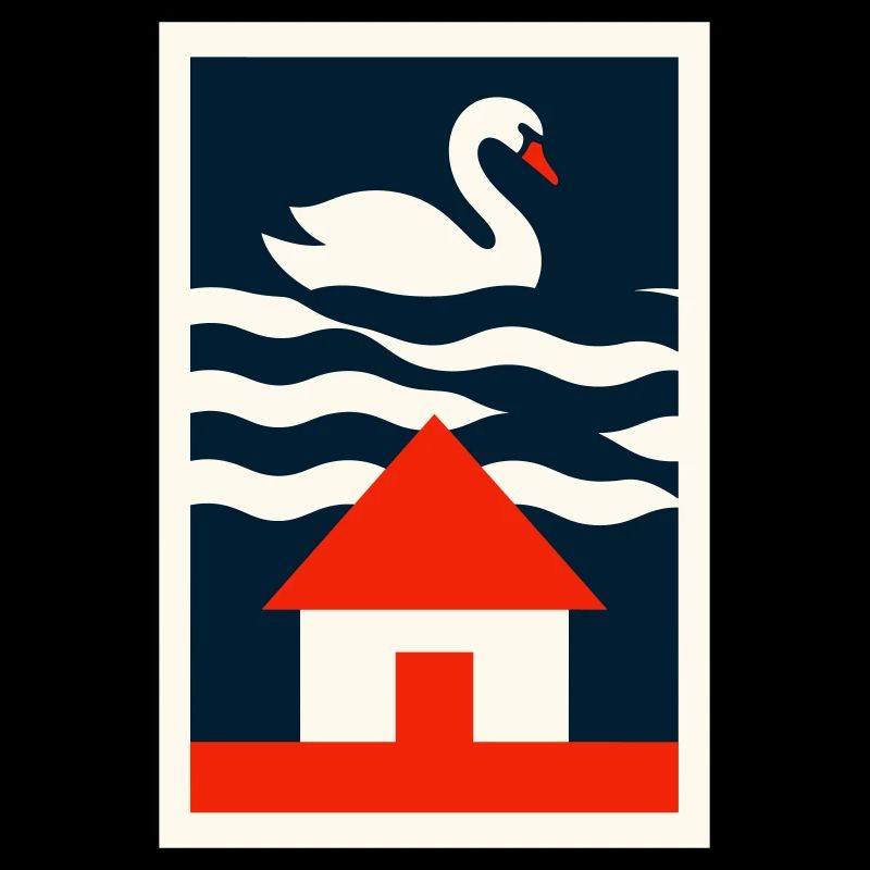 Maison au bord du lac - Art graphique