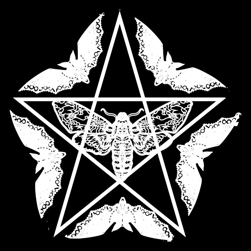Gothique, papillon de nuit, pentagone, fleurs, rouge, chauve-souris, blanc