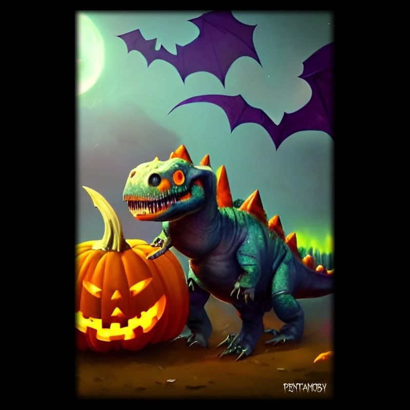 Halloween Dinosaure Citrouille Chauve-souris