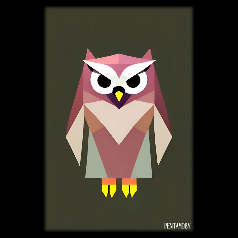 Owl Angry Polygon Forest Animal Wilderness Bird Night