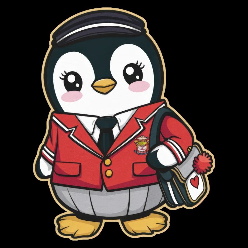 Japanese kawaii penguin with school uniform.