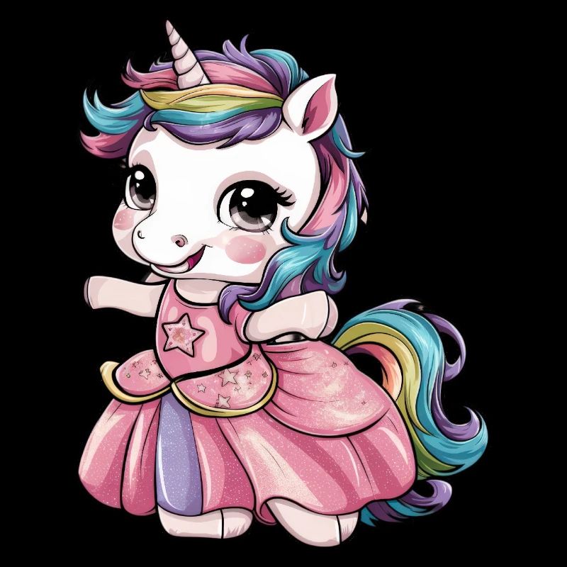 Licorne kawaii avec robe de conte de fées