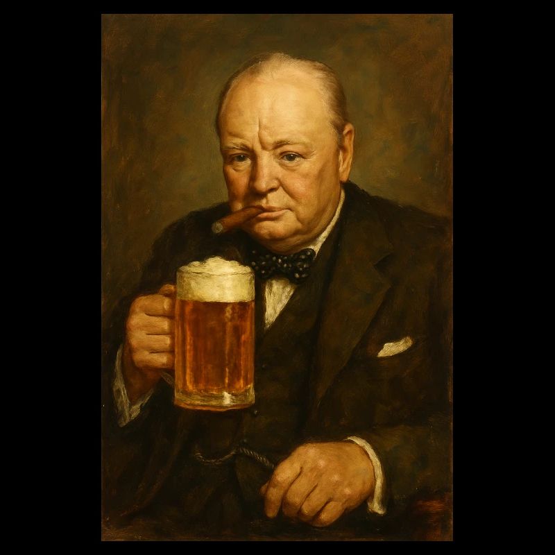 Churchill + Beer + Cigar