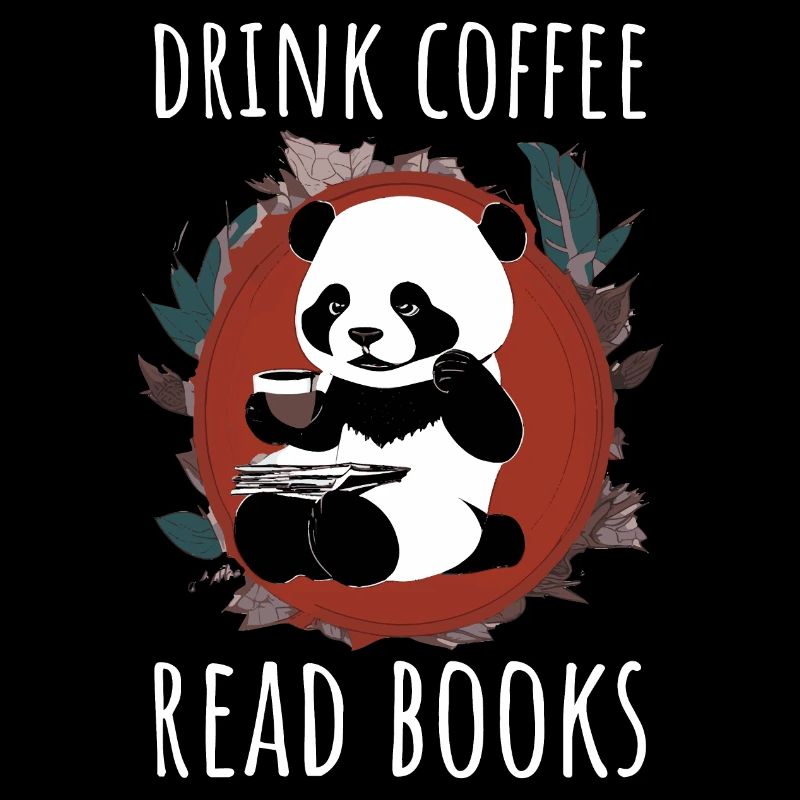 Drink coffee, read books - Panda Illustration