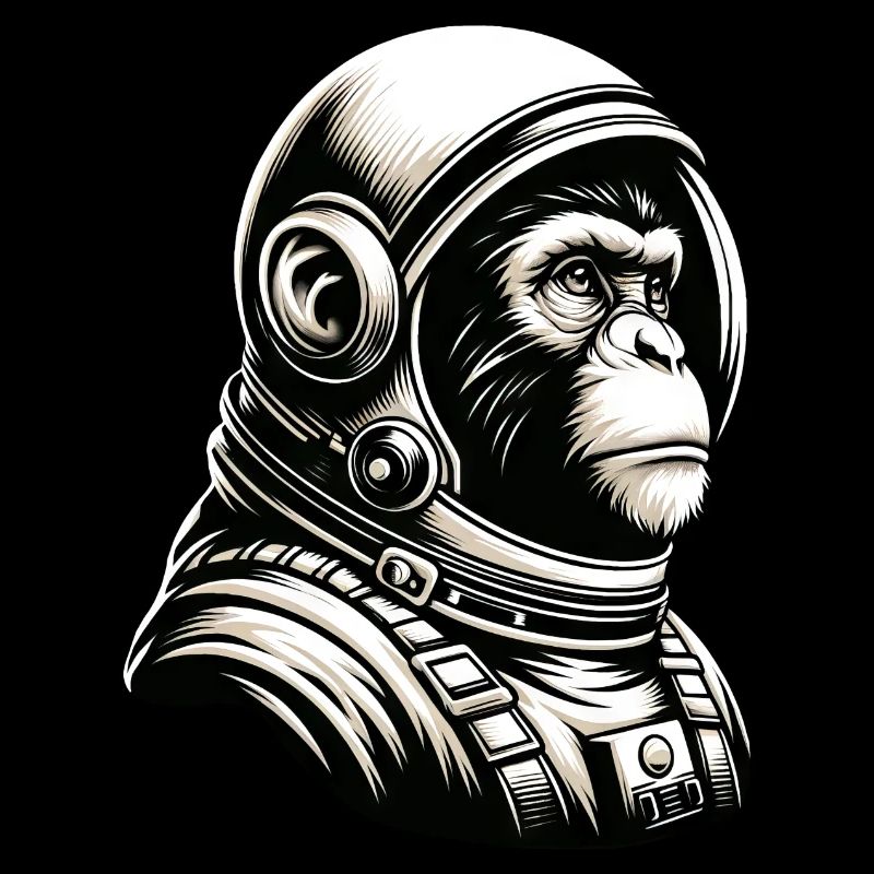 Nachdenklicher Affen-Astronaut Kosmos
