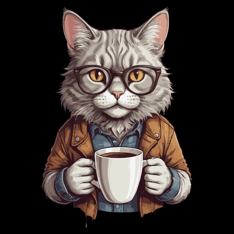 Coffee-drinking cat