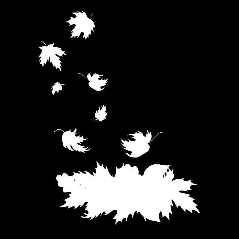 White silhouette of falling maple leaves