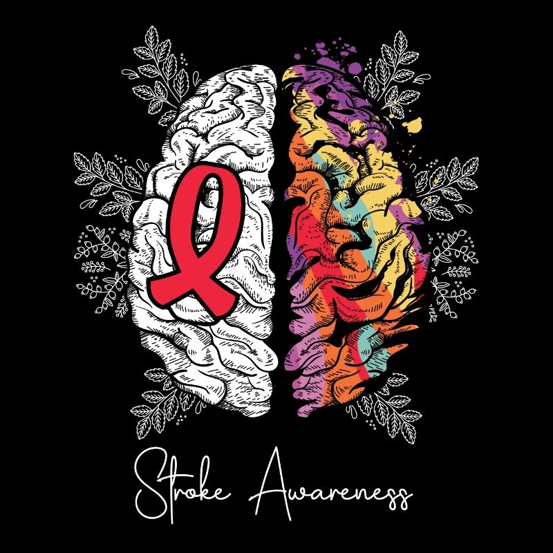 Brain & Red Ribbon: Stroke Awareness