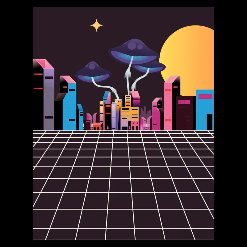 Futuristic space mushrooms