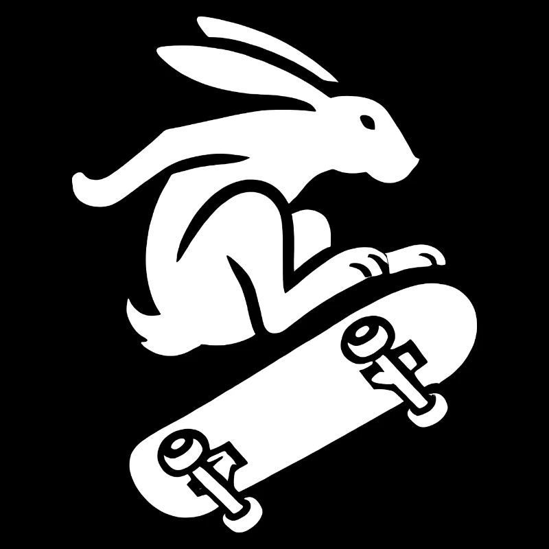 Minimalist Bunny Rabbit Skater Silhouette