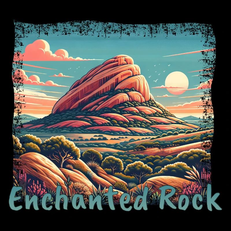 Enchanted Rock Texas Grunge Mountains